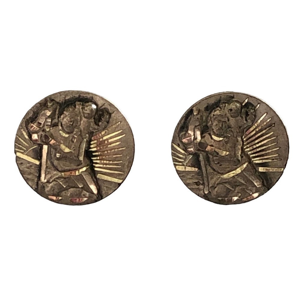 Swift and Fisher Sterling Silver Saint St Christopher Religious Martyr Cufflinks